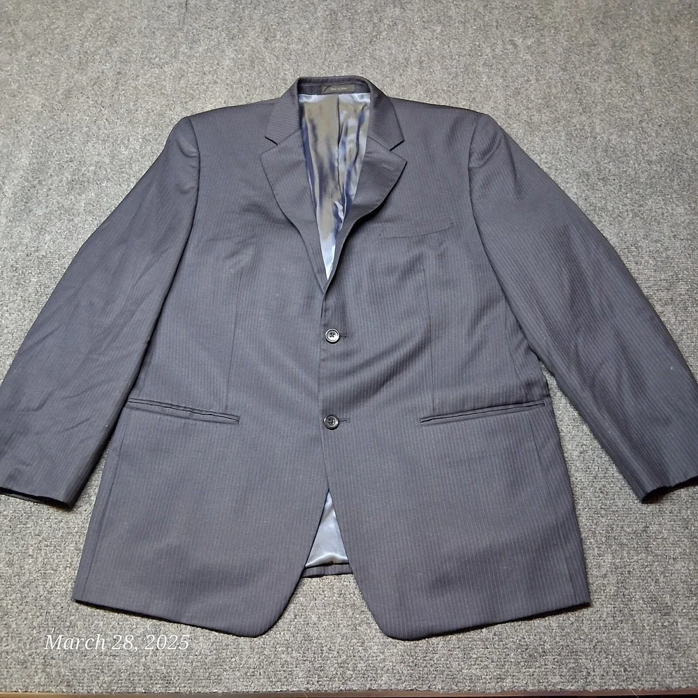 Michael Kors Wool Sports Blazer Men Size 43 Regular Dark Navy Blue Double Button